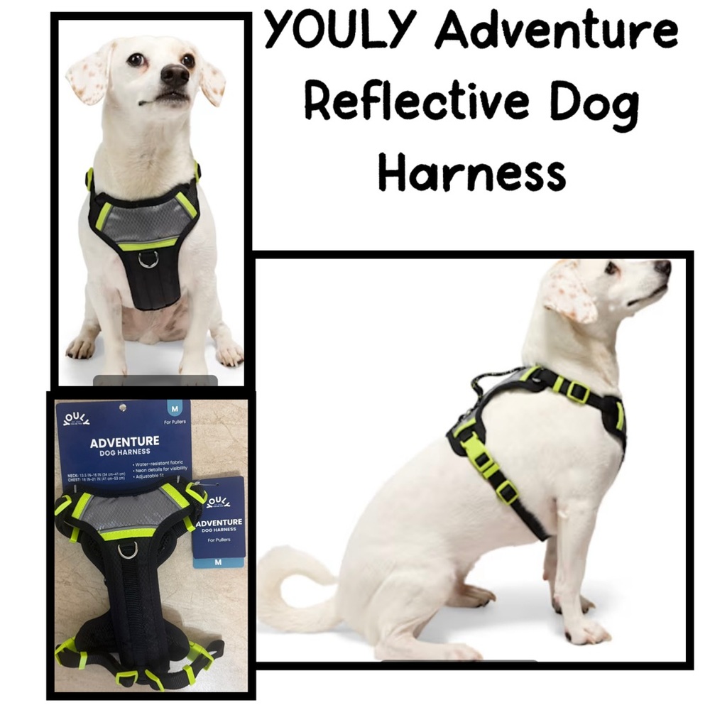 YOULY Adventure Reflective Dog Harness, Black-Medium